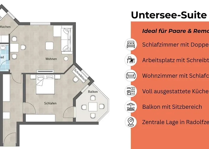 Apartamento Untersee - Seenaehe - Terrasse - Arbeitsplatz